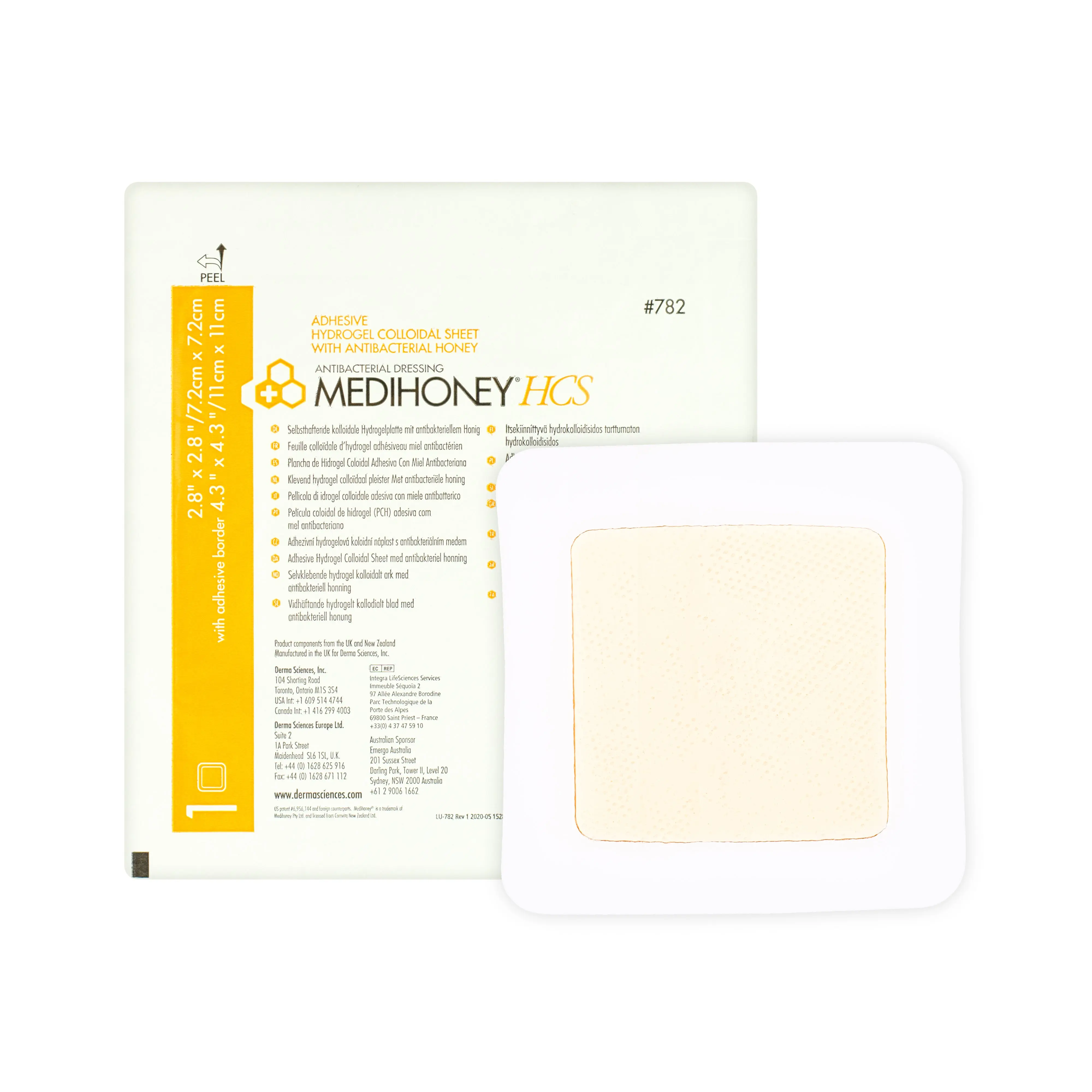 MediHoney Adhesive Hydrogel Colloidal Sheet (HCS) Dressing - Active Leptospermum Manuka Honey (Multiple Sizes) (x1 or 10)