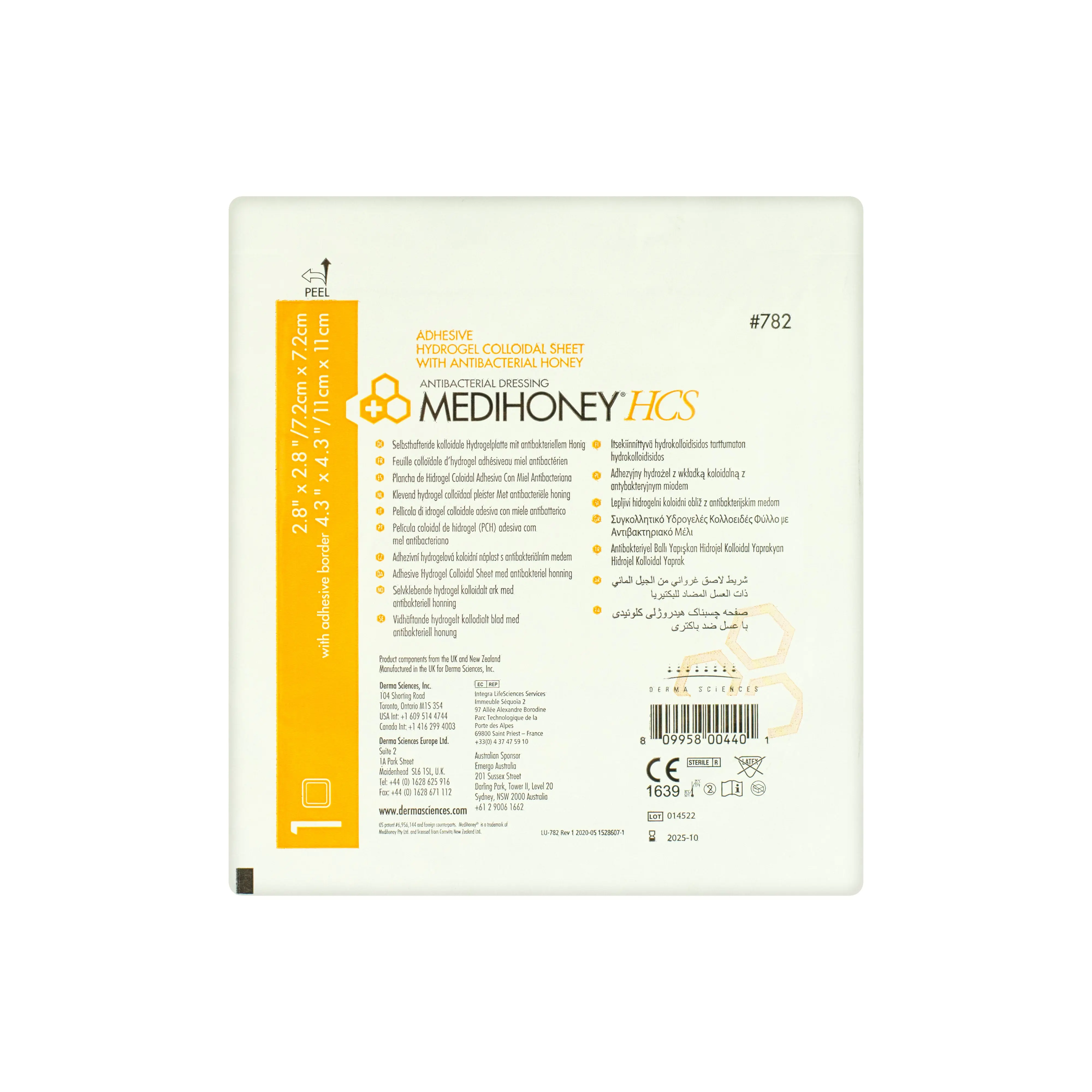 MediHoney Adhesive Hydrogel Colloidal Sheet (HCS) Dressing - Active Leptospermum Manuka Honey (Multiple Sizes) (x1 or 10) - Image 3