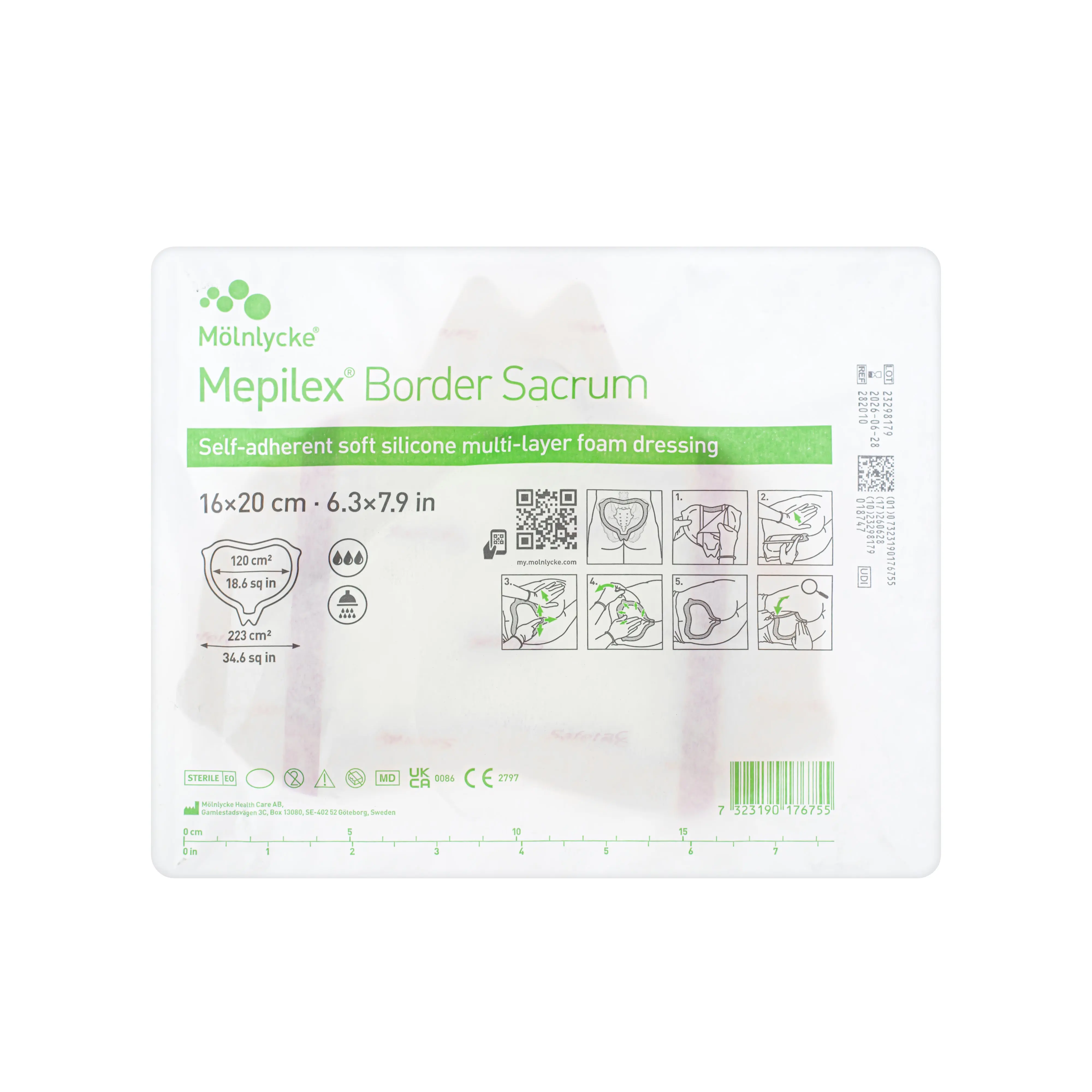 Mepilex Border Dressing (Sacrum) - Self Adherent Soft Silicone Foam Dressing (Multiple Sizes) (x1, 5 or 10) - Image 4