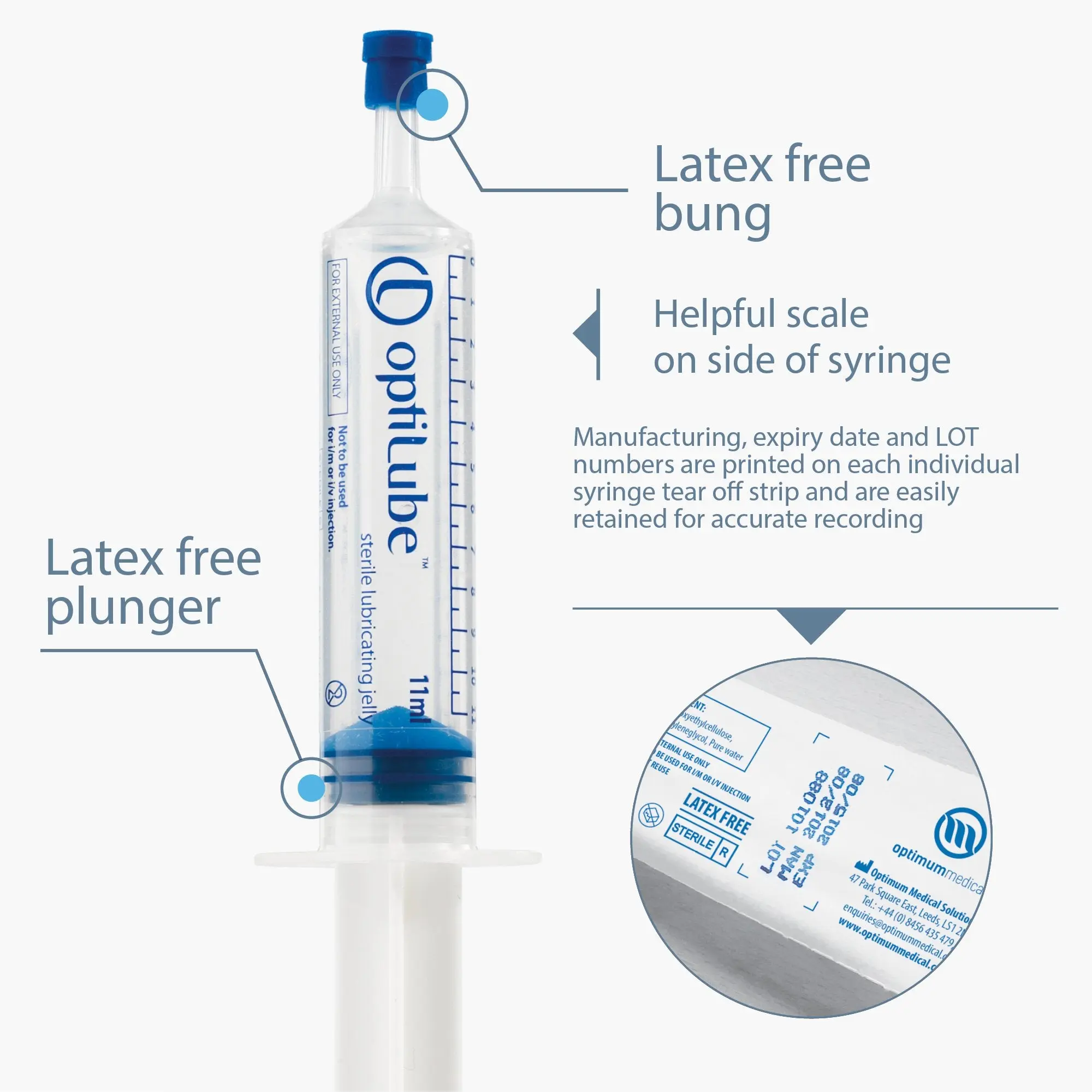 OptiLube Sterile Lubricant Jelly Syringes (6ml or 11ml) (x25) - Image 5