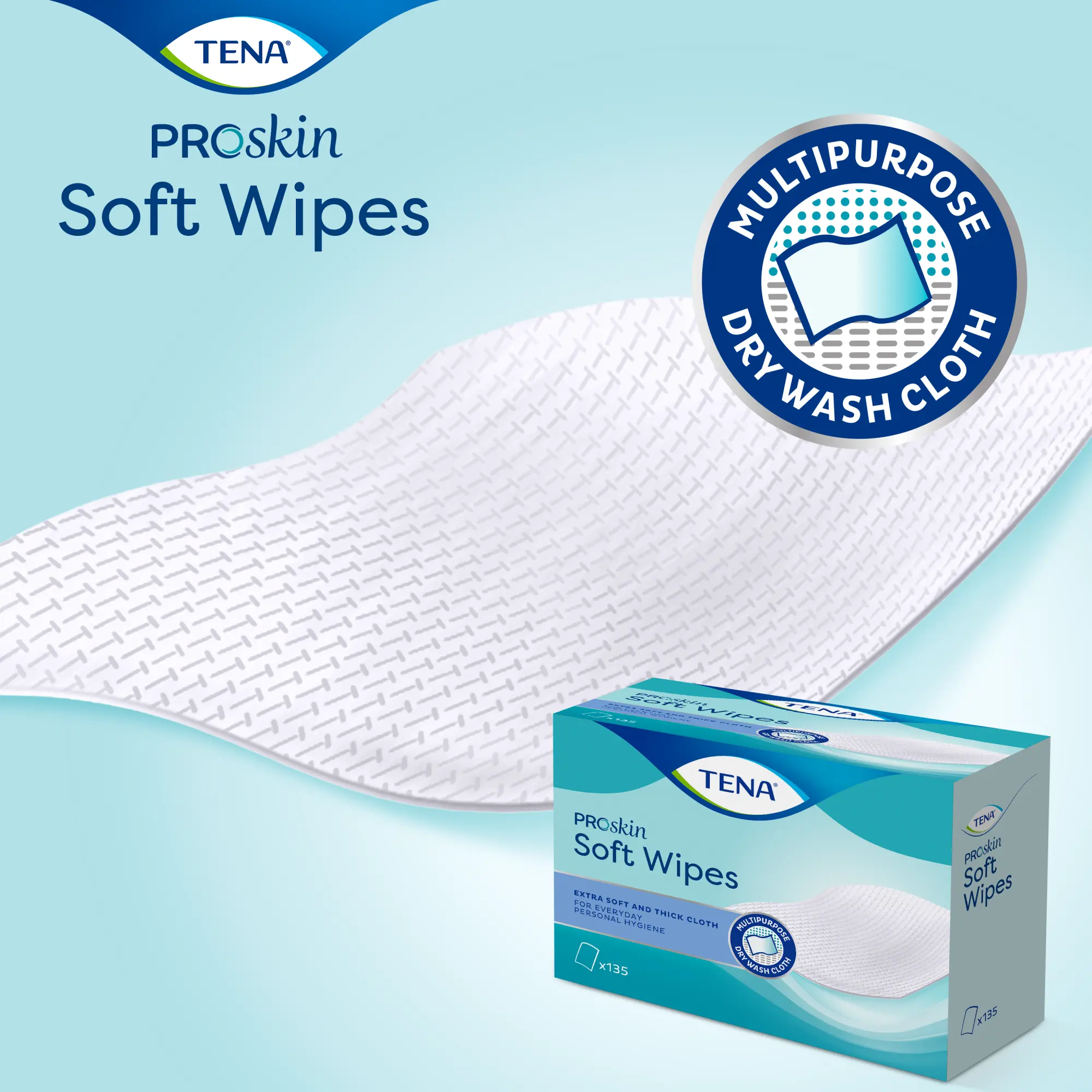 Tena Soft Dry Cleansing Wipes (x135) - Image 3